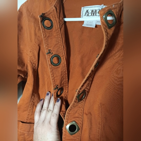 Ami Women's Rust Utility Jacket with Grommet Accents - Picture 3 of 7